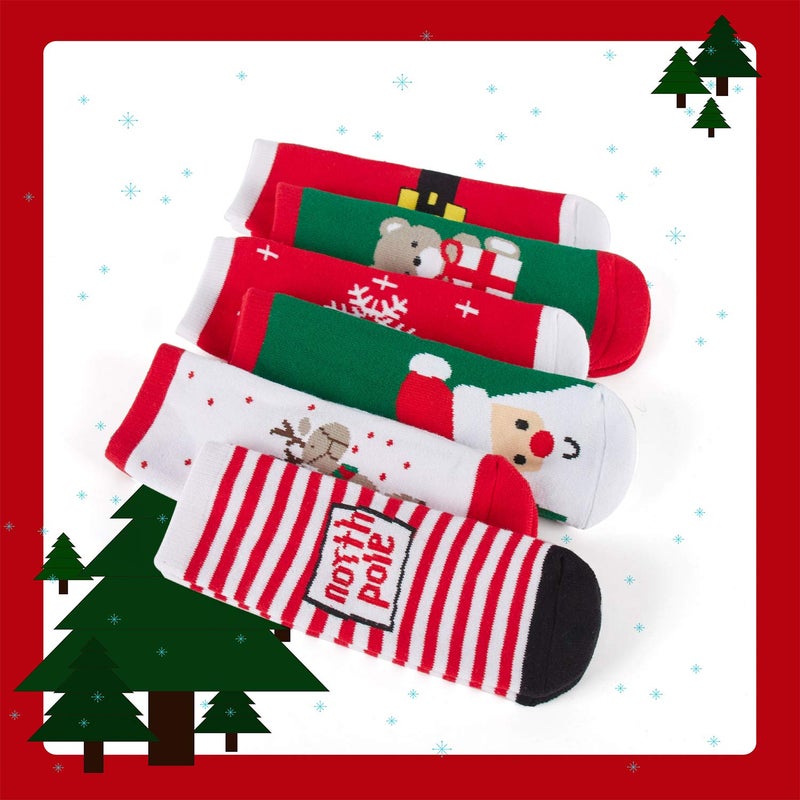 HowJoJo Boys Girls Christmas Socks Kids Warm Socks Winter Thermal Cotton Crew Socks 6 Pack 8-10 years - Image 3